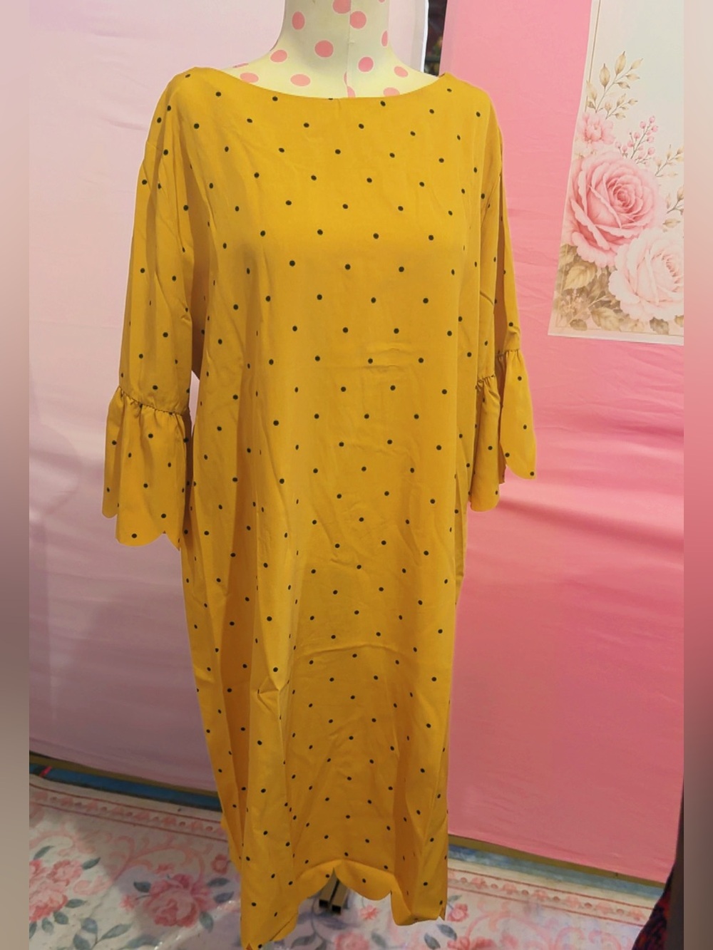 Tickled Teal Mustard Yellow Polka Dot Maxi Dress